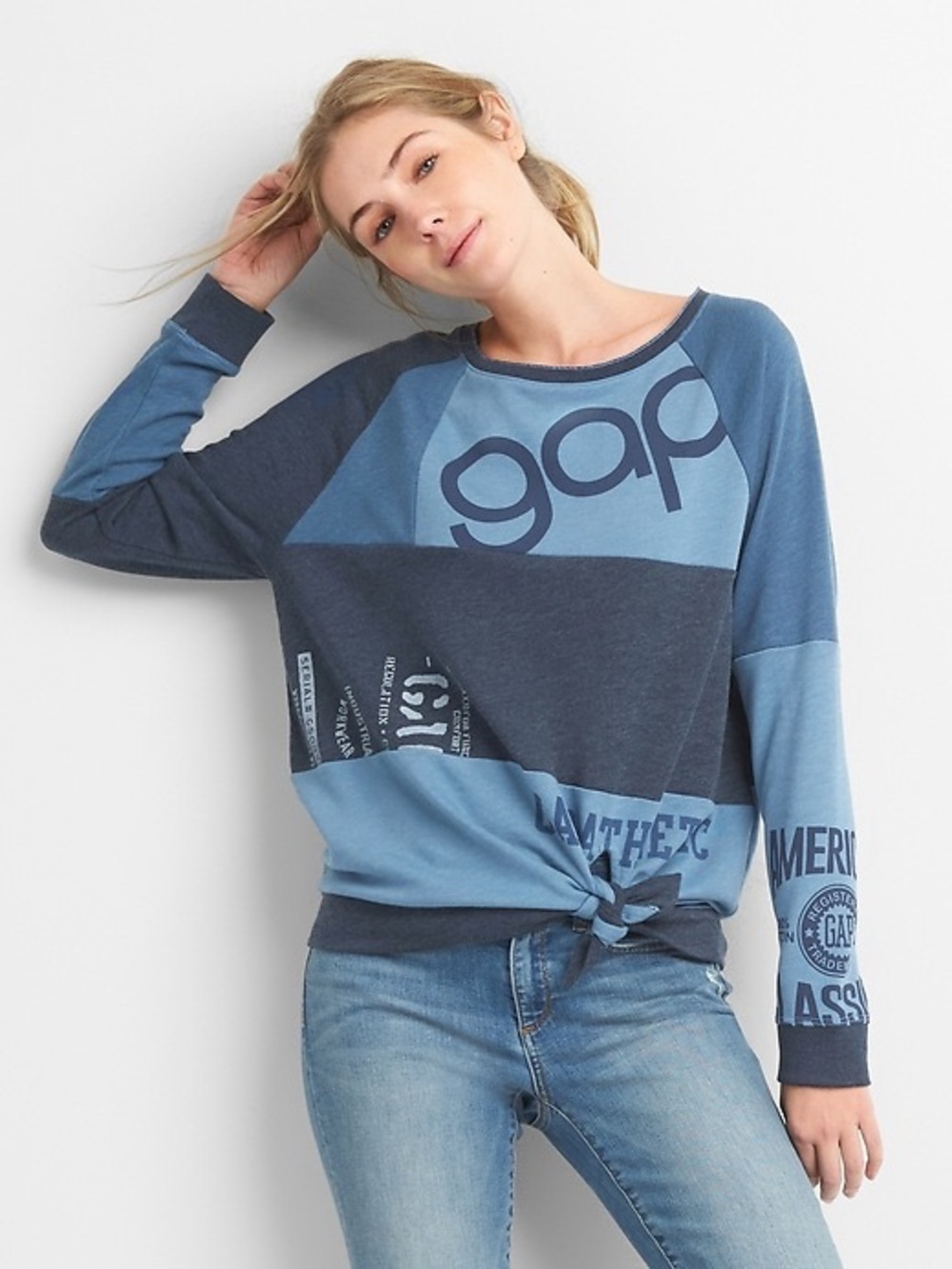 GAP Logo Remix Self-Tie Pullover Sweatshirt